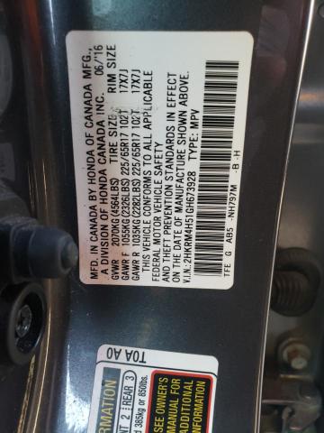 Photo 10 from auction – 2016 HONDA CR-V EX with VIN 2HKRM4H51GH673928