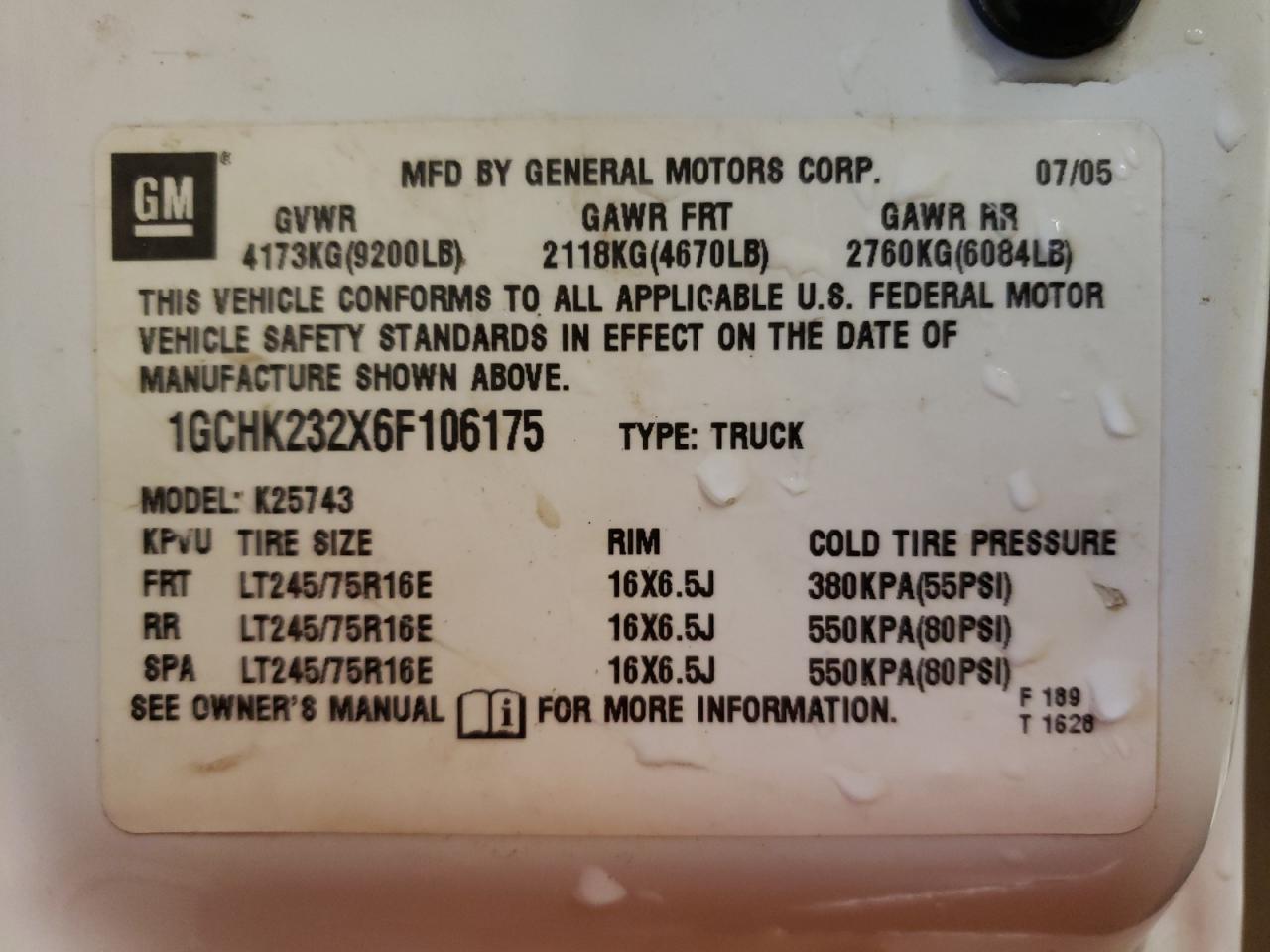 Photo 10 from auction – 2006 CHEVROLET SILVERADO with VIN 1GCHK232X6F106175