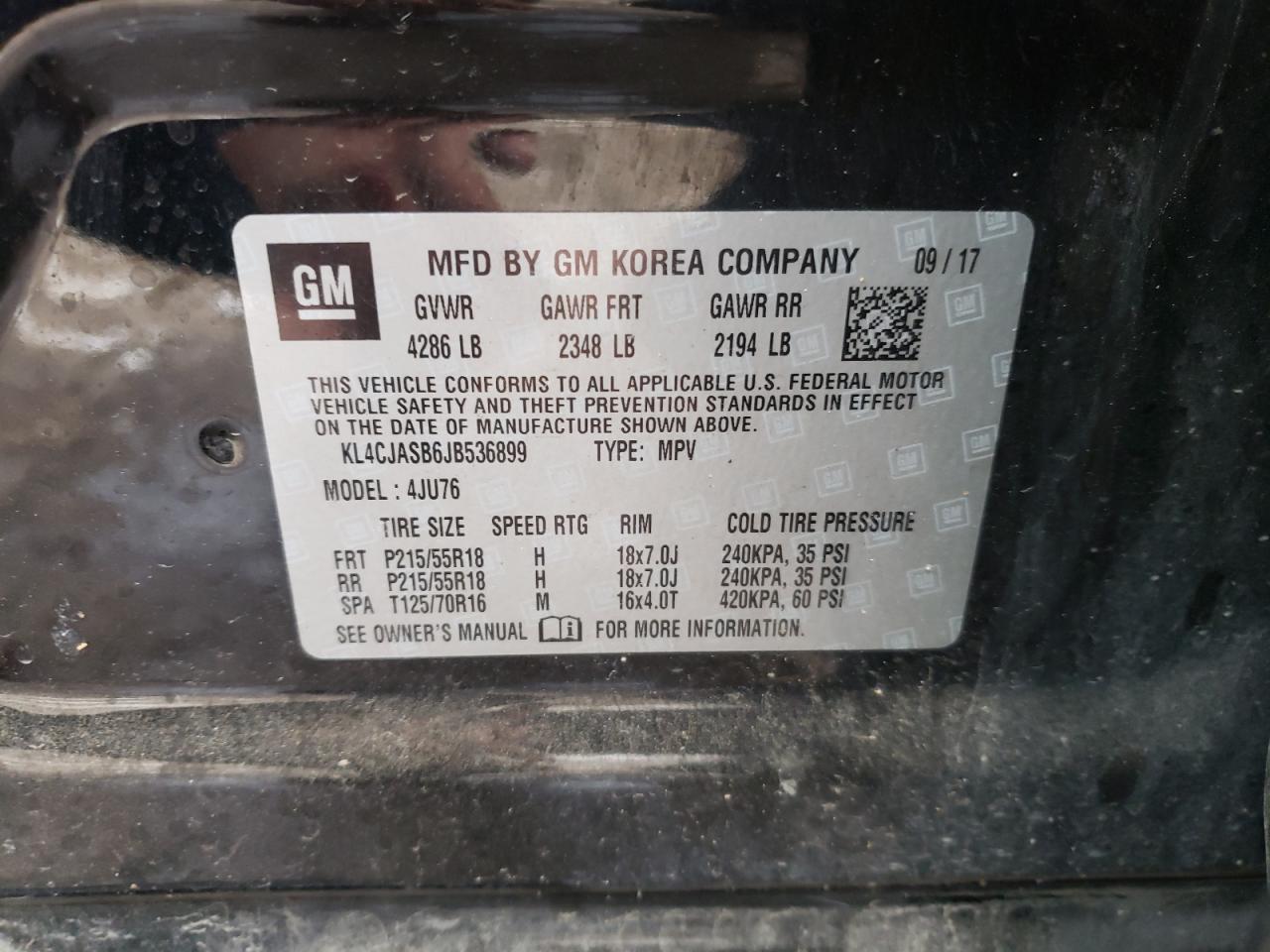 Photo 10 from auction – 2018 BUICK ENCORE PRE with VIN KL4CJASB6JB536899