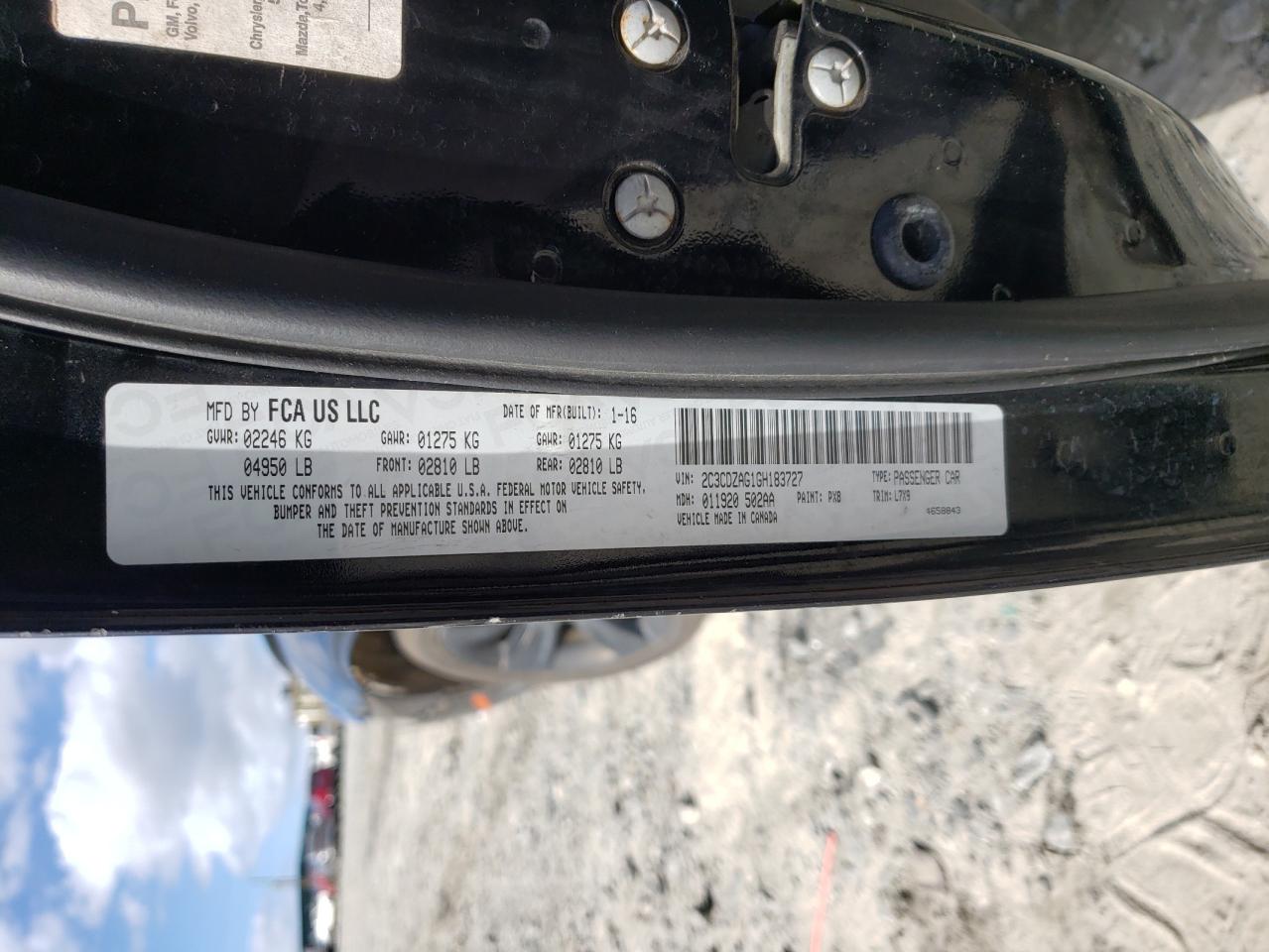 Photo 10 from auction – 2016 DODGE CHALLENGER with VIN 2C3CDZAG1GH183727