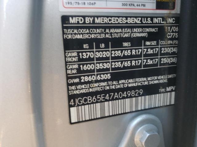 Photo 10 from auction – 2007 MERCEDES-BENZ R-CLASS with VIN 4JGCB65E47A049829