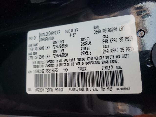Photo 10 from auction – 2007 DODGE RAM 1500 S with VIN 1D7HU18217S216575