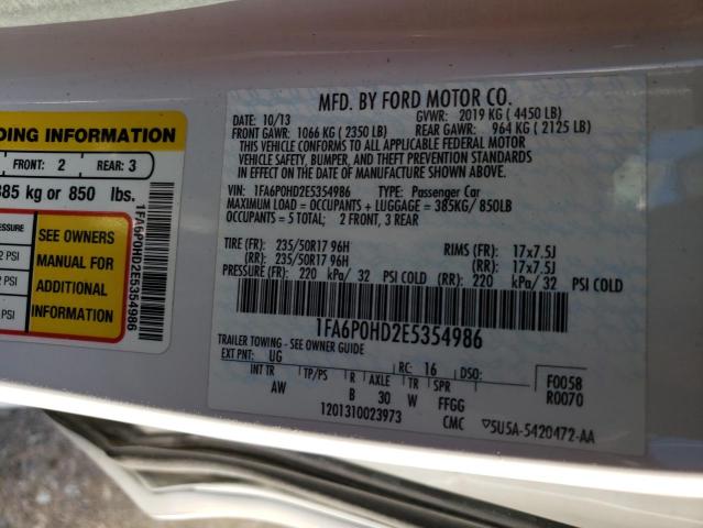 Photo 10 from auction – 2014 FORD FUSION SE with VIN 1FA6P0HD2E5354986