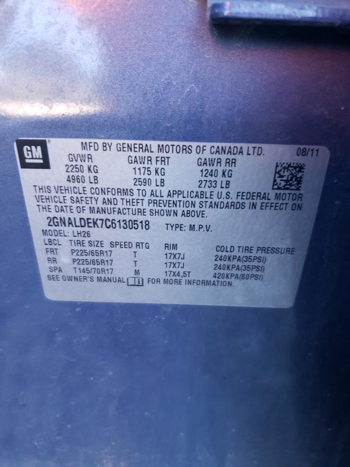 Photo 10 from auction – 2012 CHEVROLET EQUINOX LT with VIN 2GNALDEK7C6130518