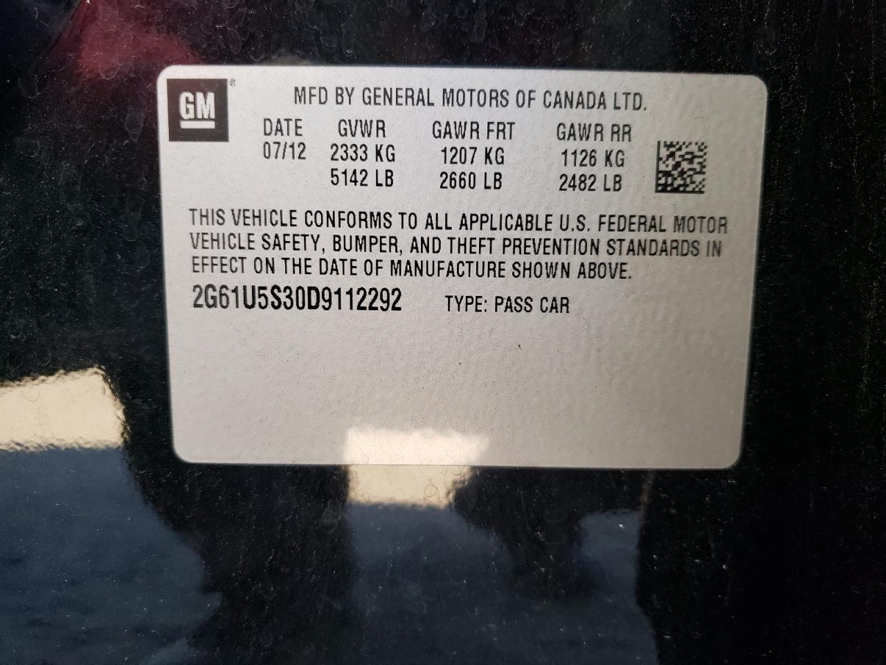 Photo 10 from auction – 2013 CADILLAC XTS PLATIN with VIN 2G61U5S30D9112292
