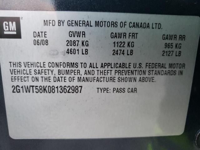 Photo 10 from auction – 2008 CHEVROLET IMPALA LT with VIN 2G1WT58K081362987