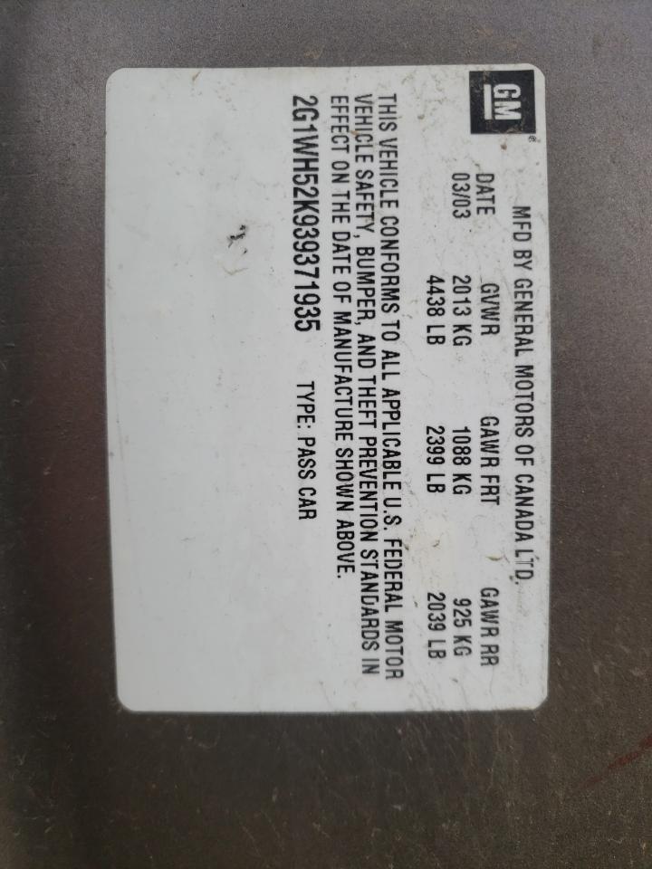 Photo 10 from auction – 2003 CHEVROLET IMPALA LS with VIN 2G1WH52K939371935