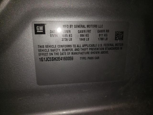 Photo 10 from auction – 2014 CHEVROLET SONIC LT with VIN 1G1JC5SH2E4160059