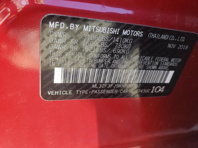 Photo 10 from auction – 2019 MITSUBISHI MIRAGE G4 with VIN ML32F3FJ5KHF06667