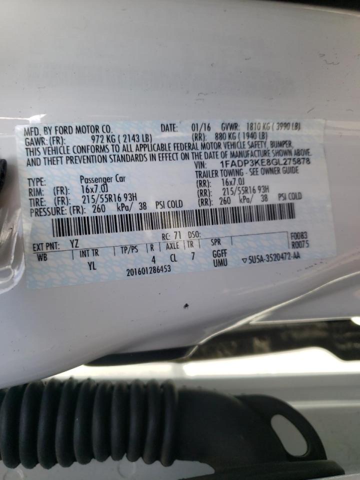 Photo 10 from auction – 2016 FORD FOCUS SE with VIN 1FADP3KE8GL275878