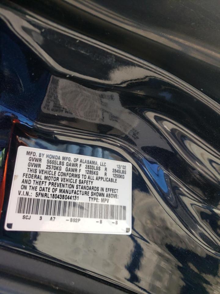 Photo 10 from auction – 2003 HONDA ODYSSEY EX with VIN 5FNRL18043B044131