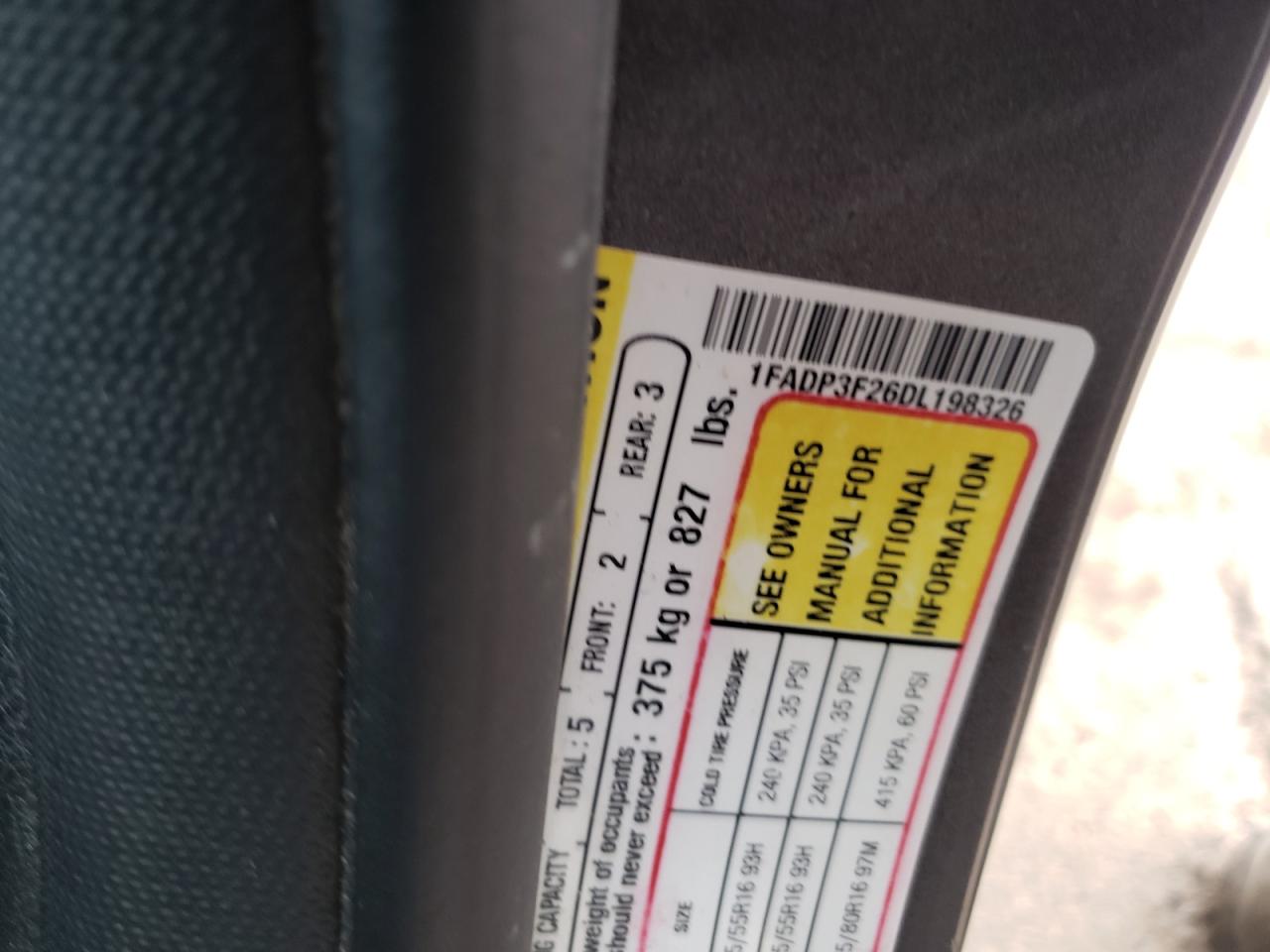 Photo 10 from auction – 2013 FORD FOCUS SE with VIN 1FADP3F26DL198326