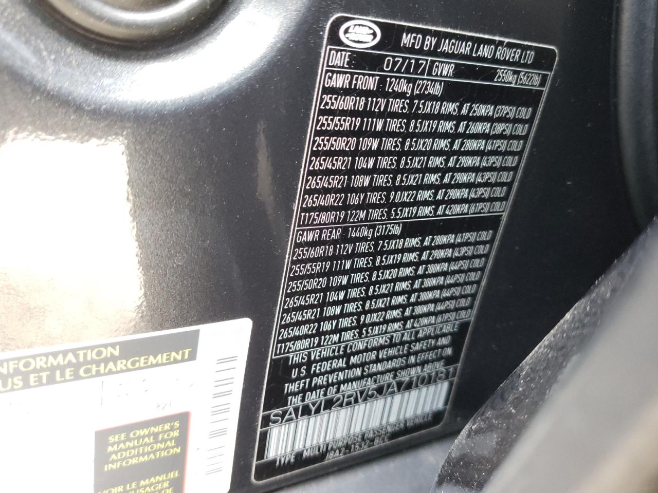 Photo 10 from auction – 2018 LAND ROVER RANGE ROVE with VIN SALYL2RV5JA710181