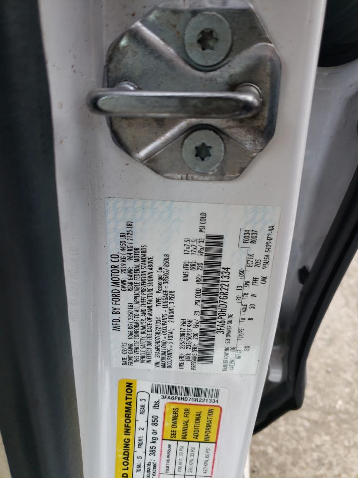 Photo 10 from auction – 2016 FORD FUSION SE with VIN 3FA6P0HD7GR221334