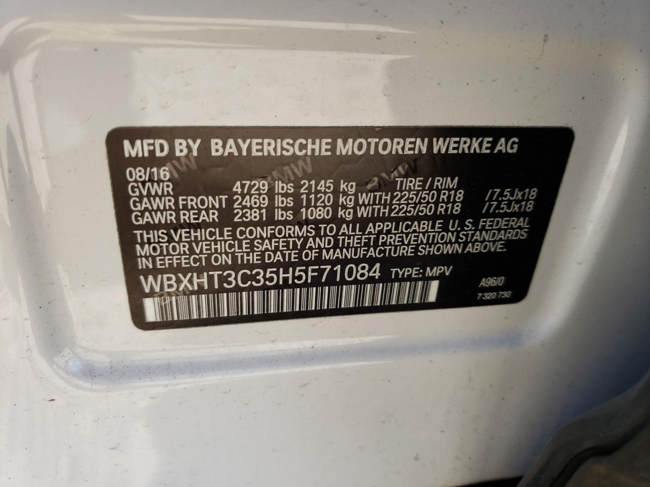 Photo 10 from auction – 2017 BMW X1 XDRIVE2 with VIN WBXHT3C35H5F71084