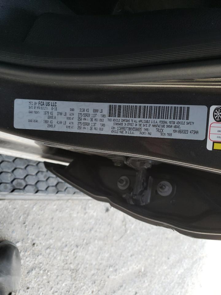 Photo 10 from auction – 2019 RAM 1500 BIG H with VIN 1C6RREFT8KN558025