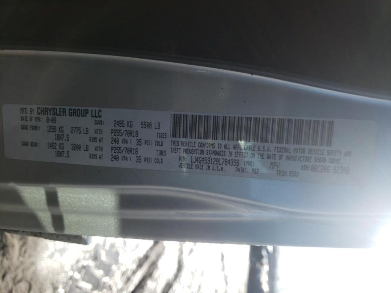 Photo 10 from auction – 2009 JEEP WRANGLER U with VIN 1J4GA59129L784398
