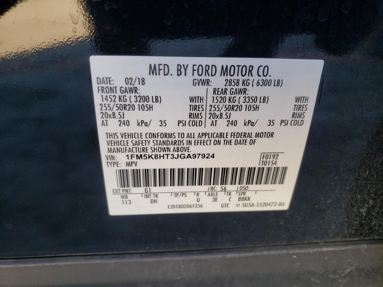 Photo 10 from auction – 2018 FORD EXPLORER P with VIN 1FM5K8HT3JGA97924
