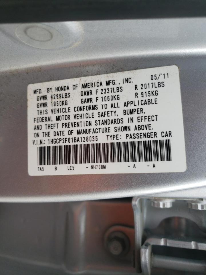 Photo 10 from auction – 2011 HONDA ACCORD SE with VIN 1HGCP2F61BA128035