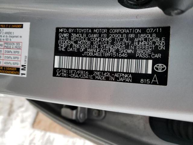 Photo 10 from auction – 2011 TOYOTA COROLLA BA with VIN JTDBU4EE1B9151646