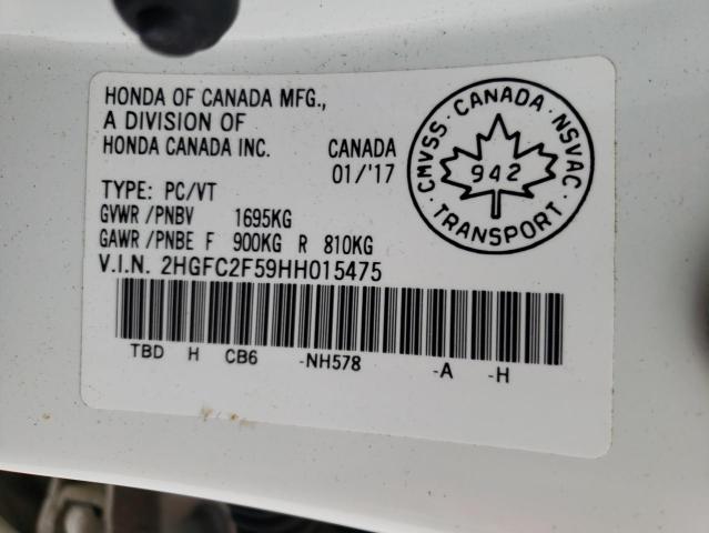 Photo 10 from auction – 2017 HONDA CIVIC LX with VIN 2HGFC2F59HH015475