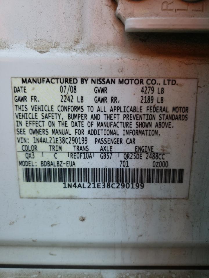 Photo 10 from auction – 2008 NISSAN ALTIMA 2.5 with VIN 1N4AL21E38C290199