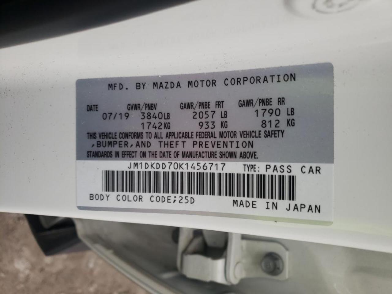 Photo 10 from auction – 2019 MAZDA CX-3 GRAND with VIN JM1DKDD70K1456717