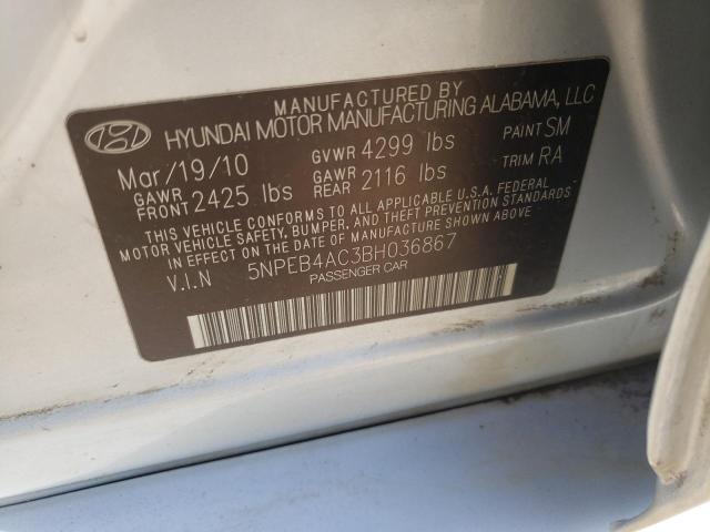 Photo 10 from auction – 2011 HYUNDAI SONATA GLS with VIN 5NPEB4AC3BH036867