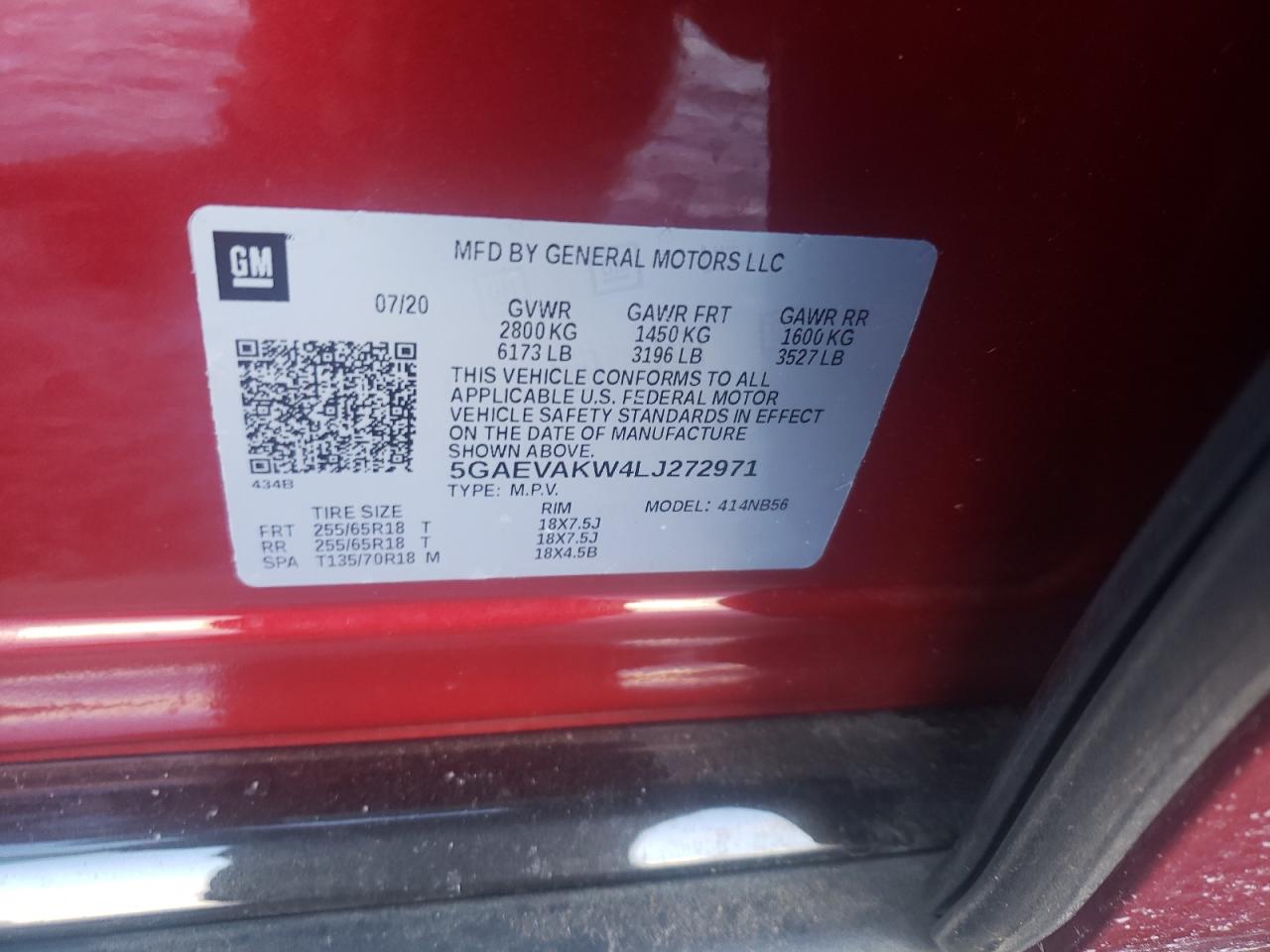 Photo 10 from auction – 2020 BUICK ENCLAVE ES with VIN 5GAEVAKW4LJ272971
