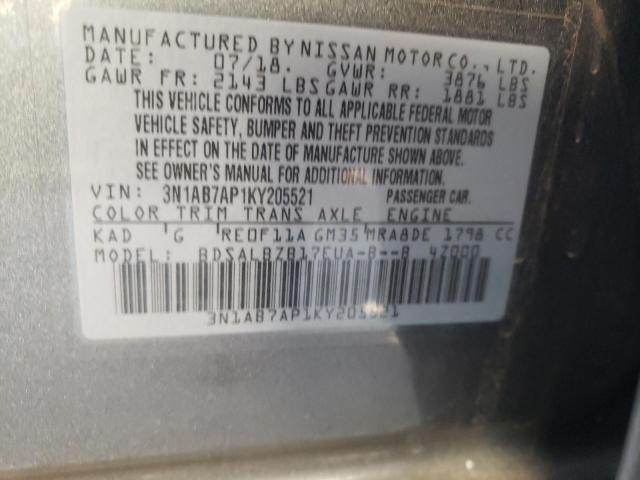 Photo 10 from auction – 2019 NISSAN SENTRA with VIN 3N1AB7AP1KY205521