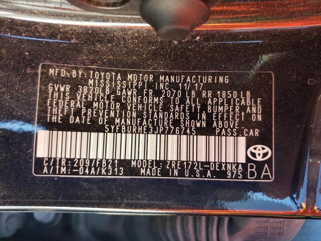 Photo 10 from auction – 2018 TOYOTA COROLLA L with VIN 5YFBURHE3JP776745