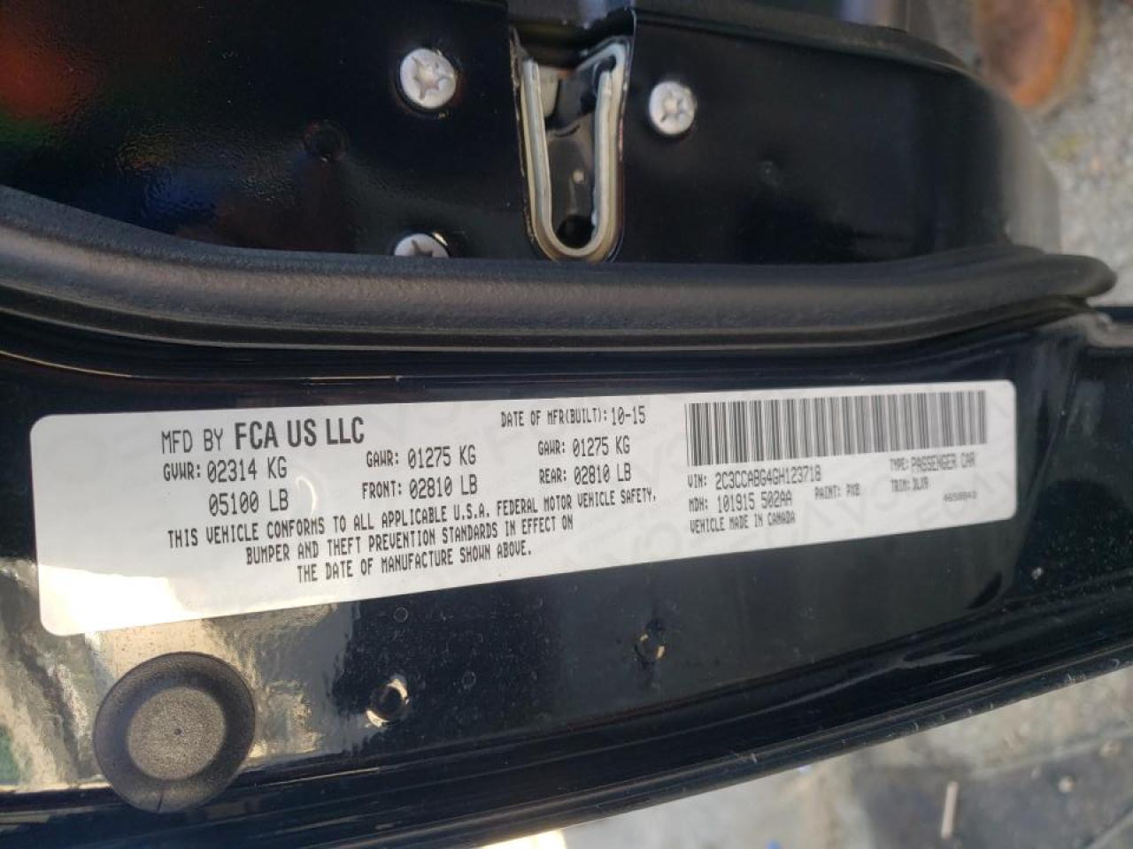 Photo 10 from auction – 2016 CHRYSLER 300 S with VIN 2C3CCABG4GH123718