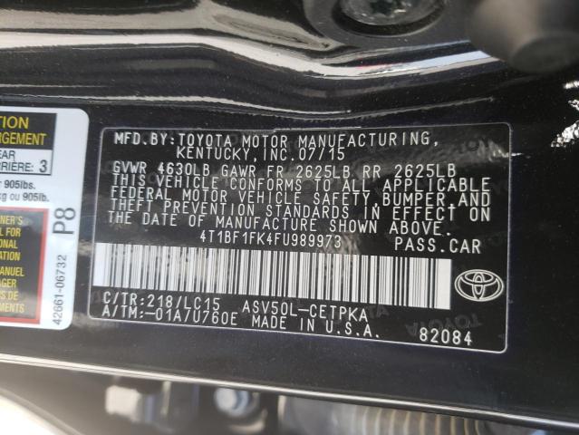 Photo 10 from auction – 2015 TOYOTA CAMRY LE with VIN 4T1BF1FK4FU989973