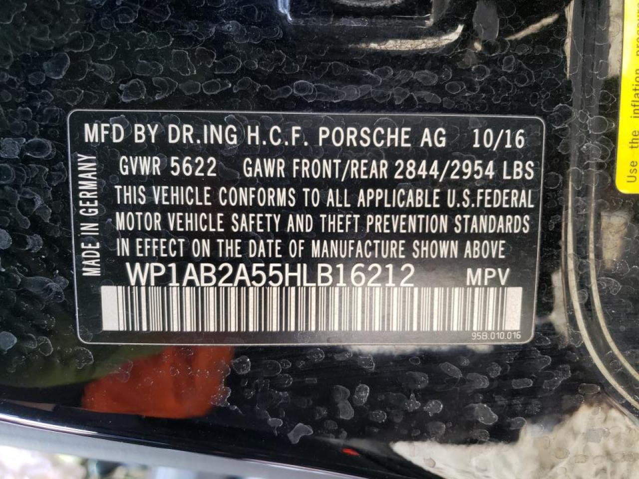 Photo 10 from auction – 2017 PORSCHE MACAN S with VIN WP1AB2A55HLB16212