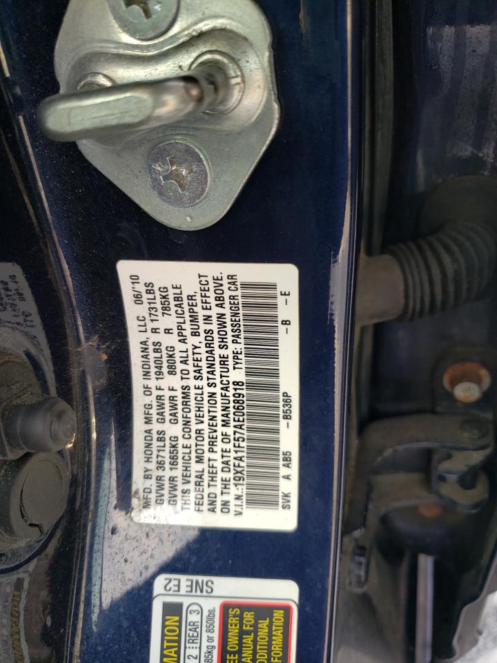 Photo 10 from auction – 2010 HONDA CIVIC with VIN 19XFA1F57AE068918