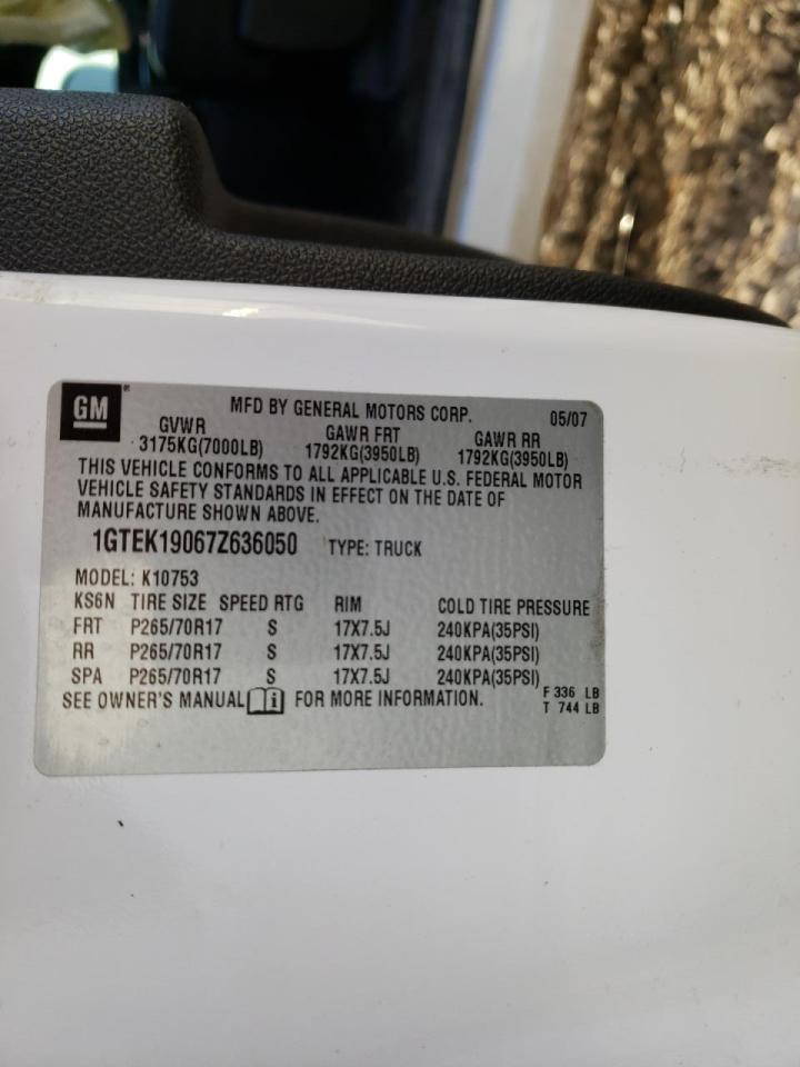 Photo 10 from auction – 2007 GMC NEW SIERRA with VIN 1GTEK19067Z636050