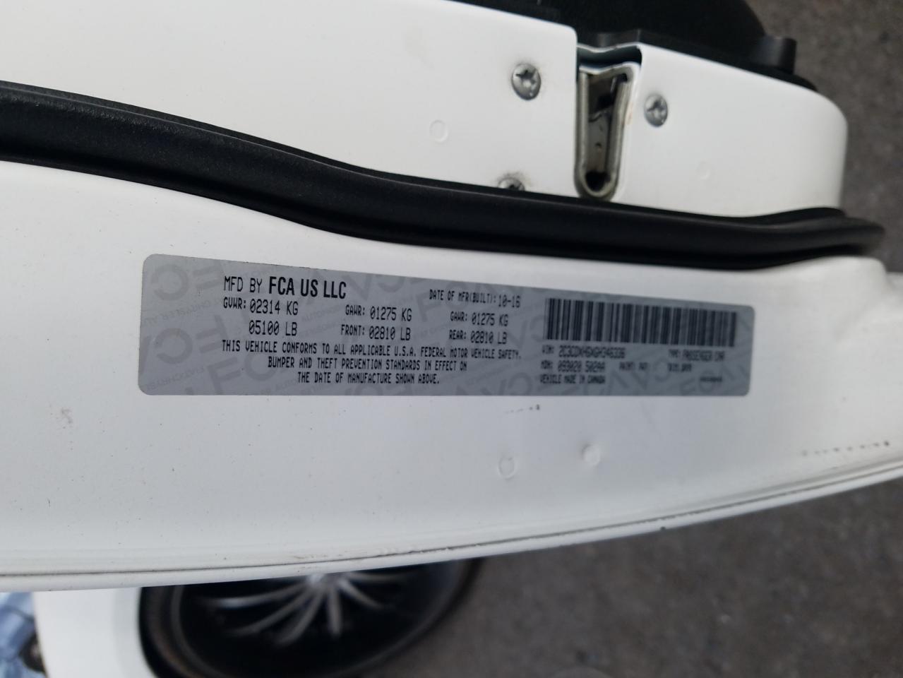 Photo 10 from auction – 2016 DODGE CHARGER SX with VIN 2C3CDXHGXGH346336