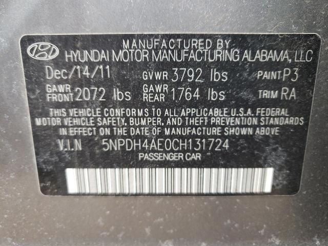 Photo 10 from auction – 2012 HYUNDAI ELANTRA GL with VIN 5NPDH4AE0CH131724