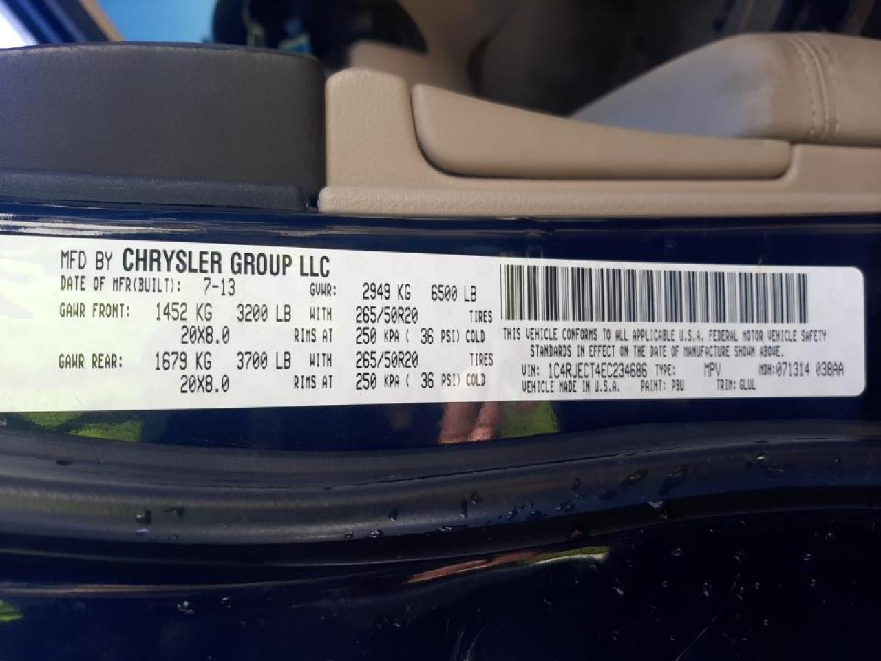 Photo 10 from auction – 2014 JEEP GRAND CHER with VIN 1C4RJECT4EC234686