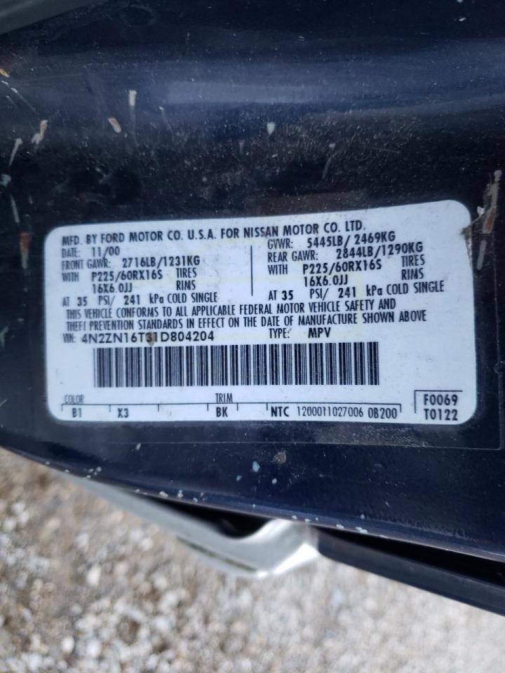 Photo 10 from auction – 2001 NISSAN QUEST SE with VIN 4N2ZN16T31D804204