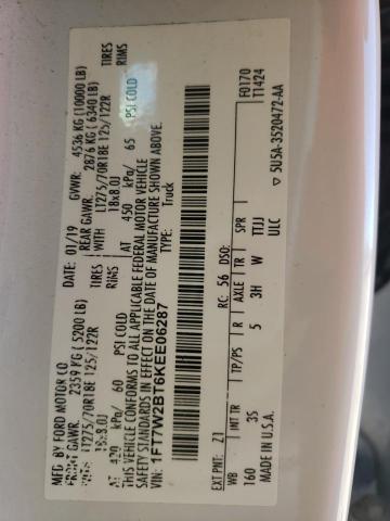Photo 10 from auction – 2019 FORD F250 SUPER with VIN 1FT7W2BT6KEE06287
