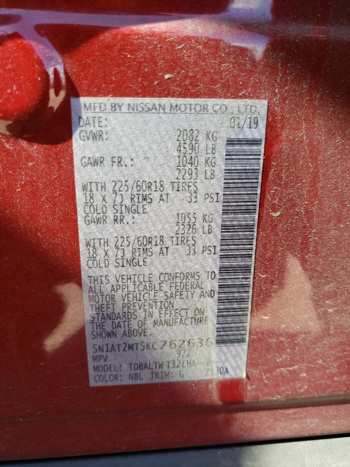 Photo 10 from auction – 2019 NISSAN ROGUE S with VIN 5N1AT2MT5KC762636