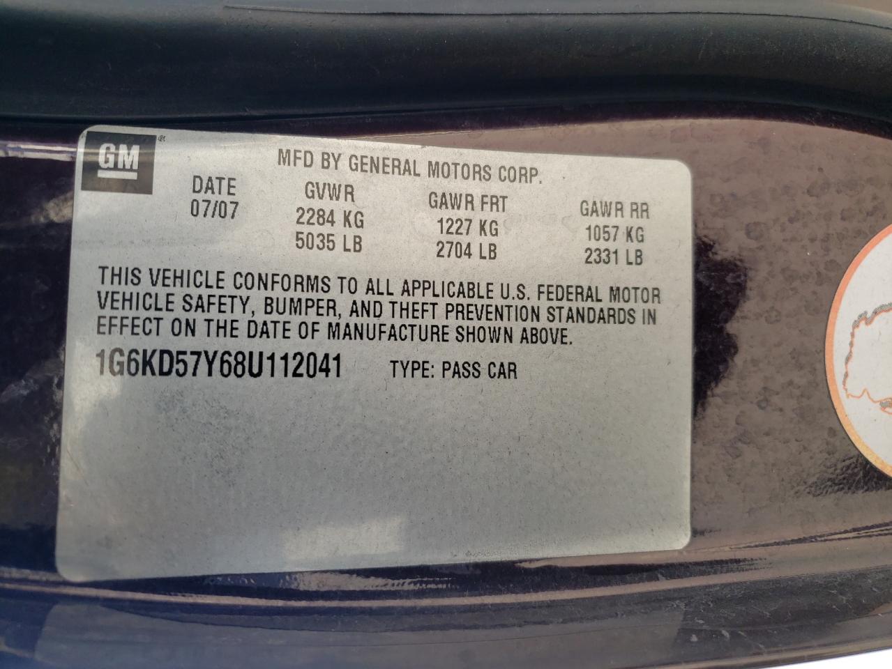 Photo 10 from auction – 2008 CADILLAC DTS with VIN 1G6KD57Y68U112041
