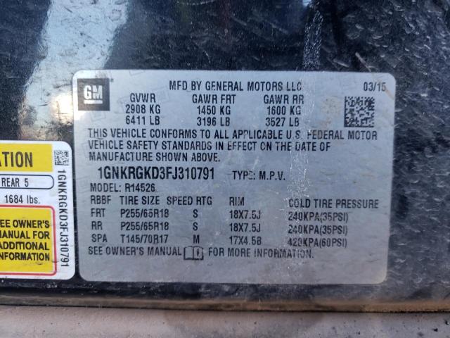 Photo 10 from auction – 2015 CHEVROLET TRAVERSE L with VIN 1GNKRGKD3FJ310791