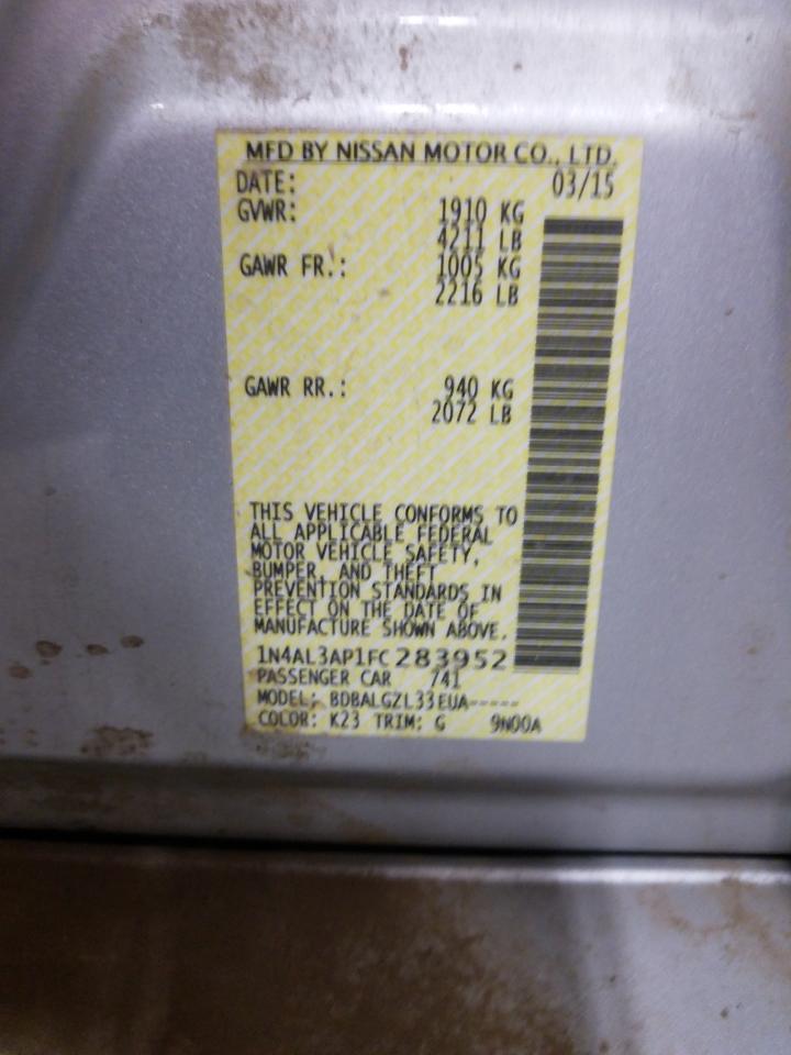 Photo 10 from auction – 2015 NISSAN ALTIMA 2.5 with VIN 1N4AL3AP1FC283952