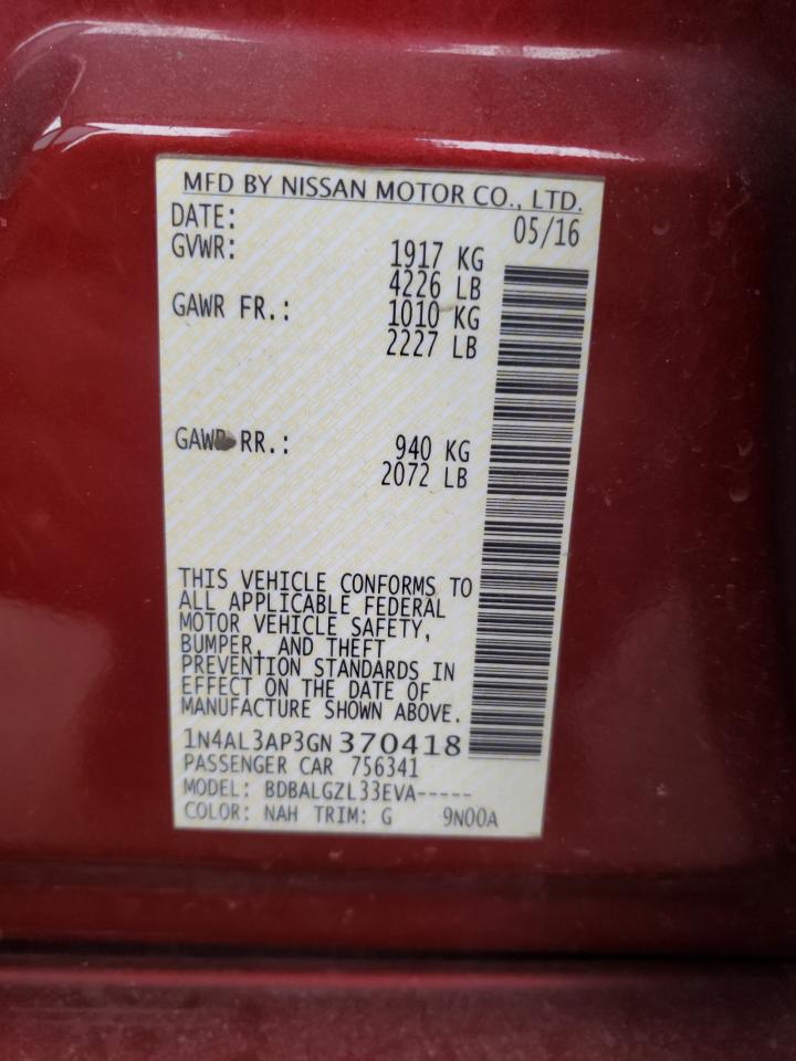 Photo 10 from auction – 2016 NISSAN ALTIMA 2.5 with VIN 1N4AL3AP3GN370418
