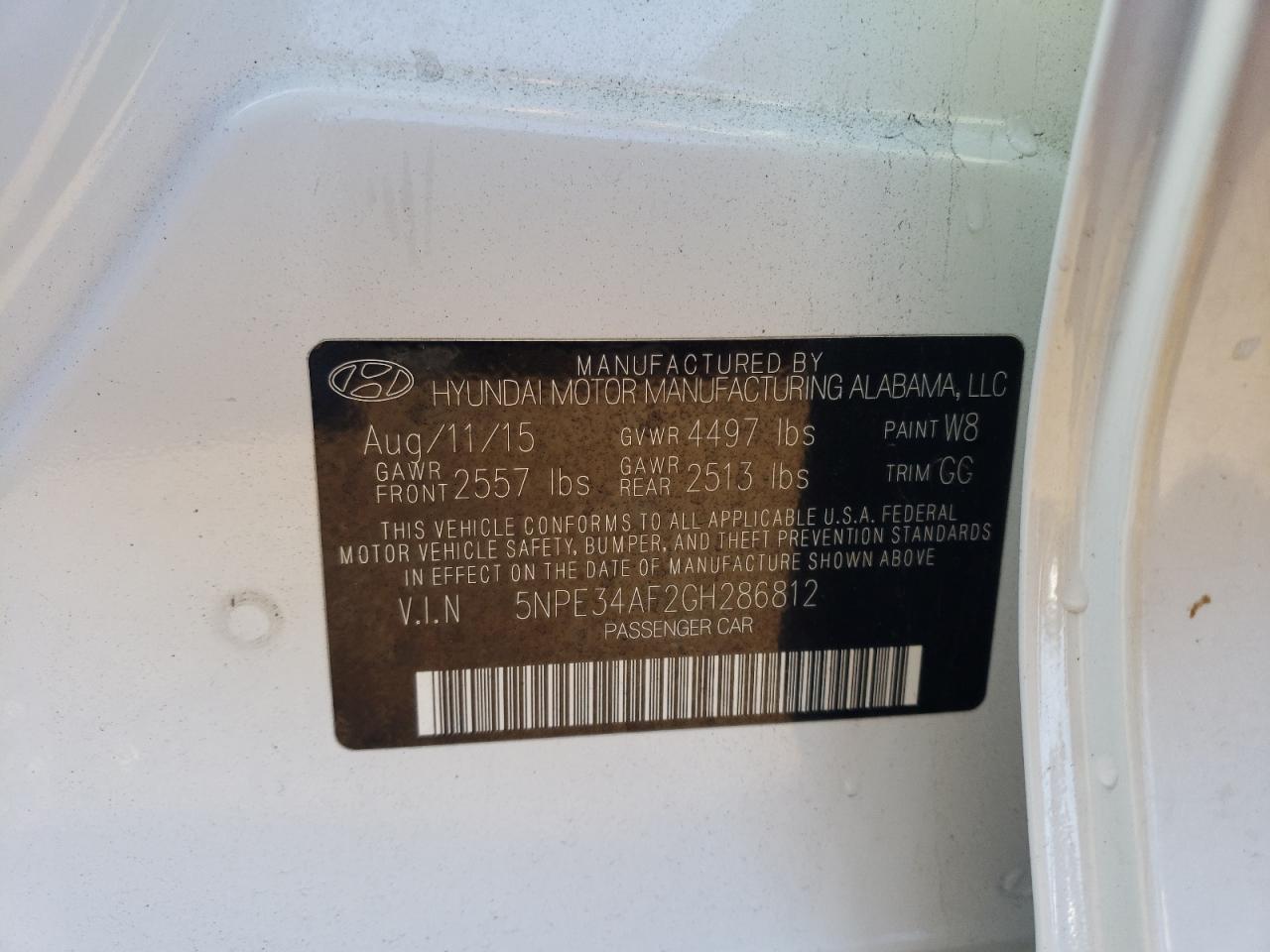 Photo 10 from auction – 2016 HYUNDAI SONATA SPO with VIN 5NPE34AF2GH286812