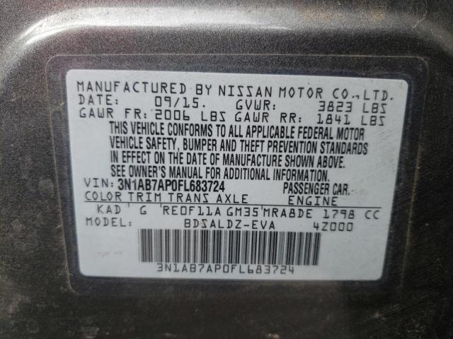 Photo 10 from auction – 2015 NISSAN SENTRA S with VIN 3N1AB7AP0FL683724