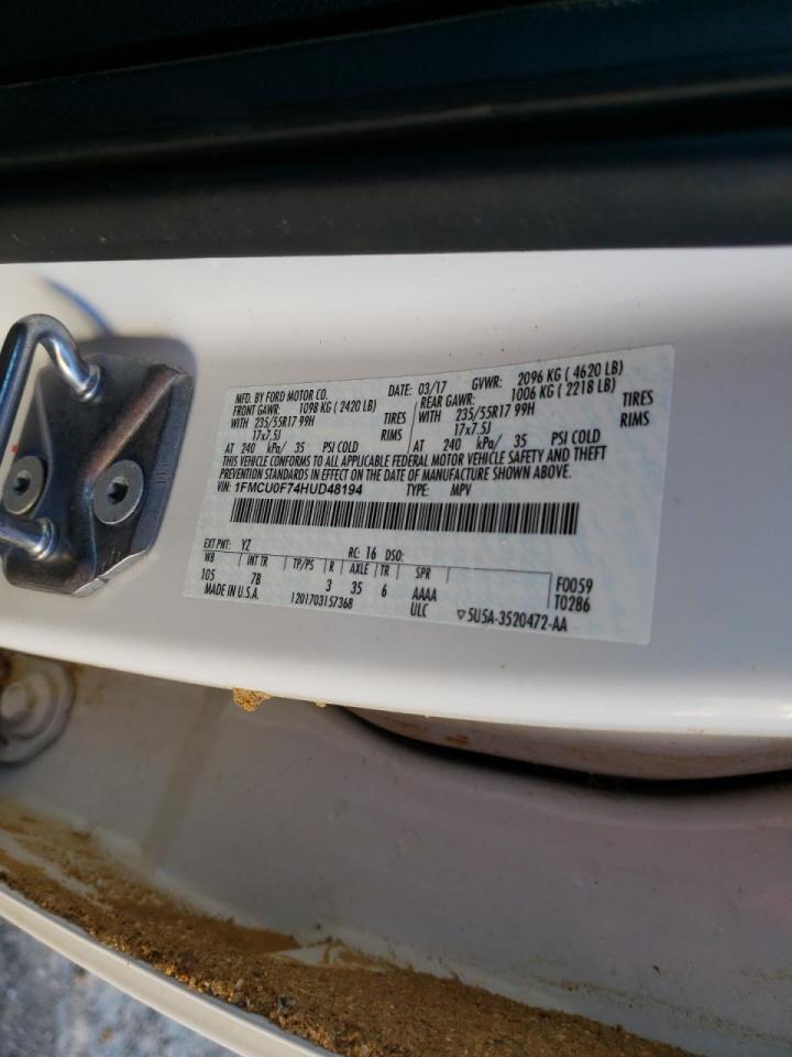 Photo 10 from auction – 2017 FORD ESCAPE S with VIN 1FMCU0F74HUD48194