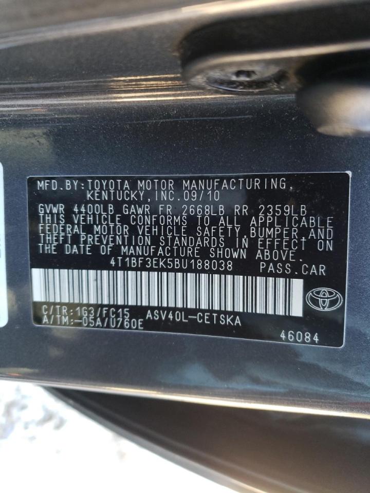 Photo 10 from auction – 2011 TOYOTA CAMRY BASE with VIN 4T1BF3EK5BU188038